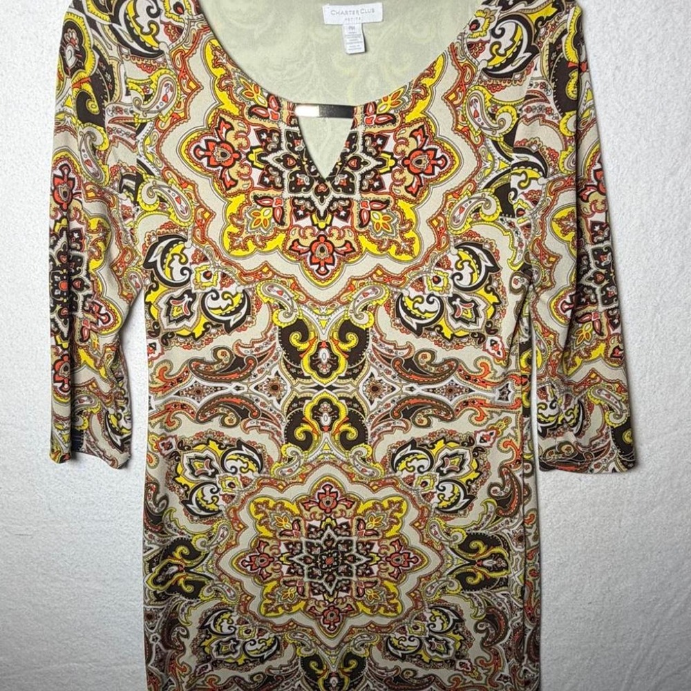 Charter Club Petite 3/4 Sleeve V-Neck Dress